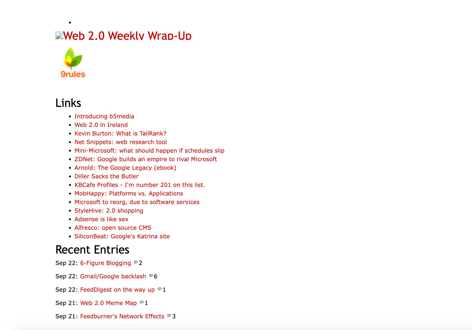 One column screenshot